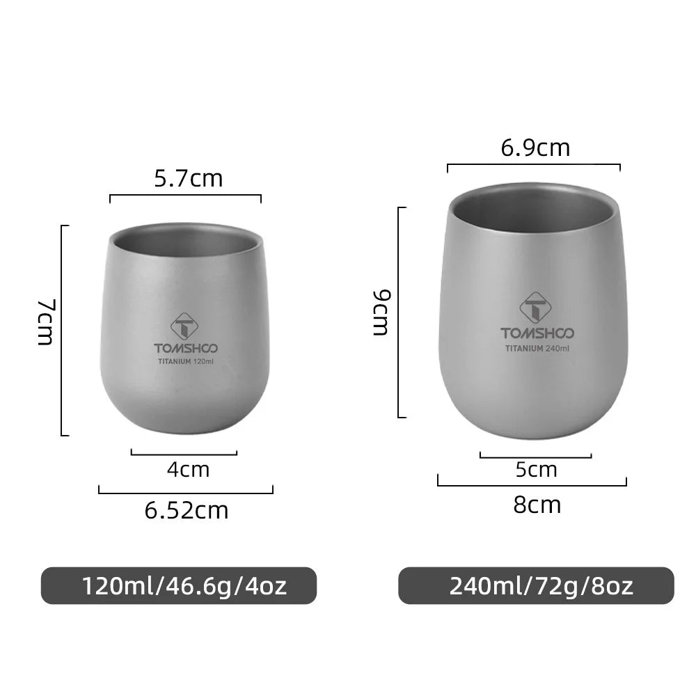 Titanium Cup Insulated Double Wall Drink Cup Outdoor Camping Titanium Water Cup for Camping Hiking Cool Camping Gear