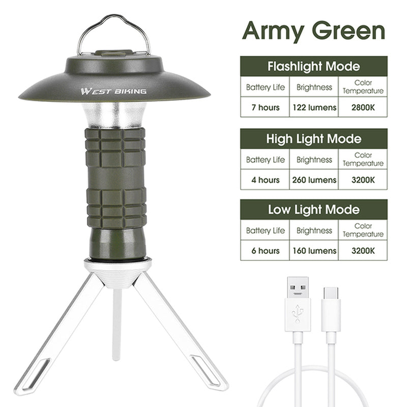 Portable Camping Light with Magnetic USB Rechargeable Camping Lantern Outdoor Led Flashlight Tent Camp Supplies