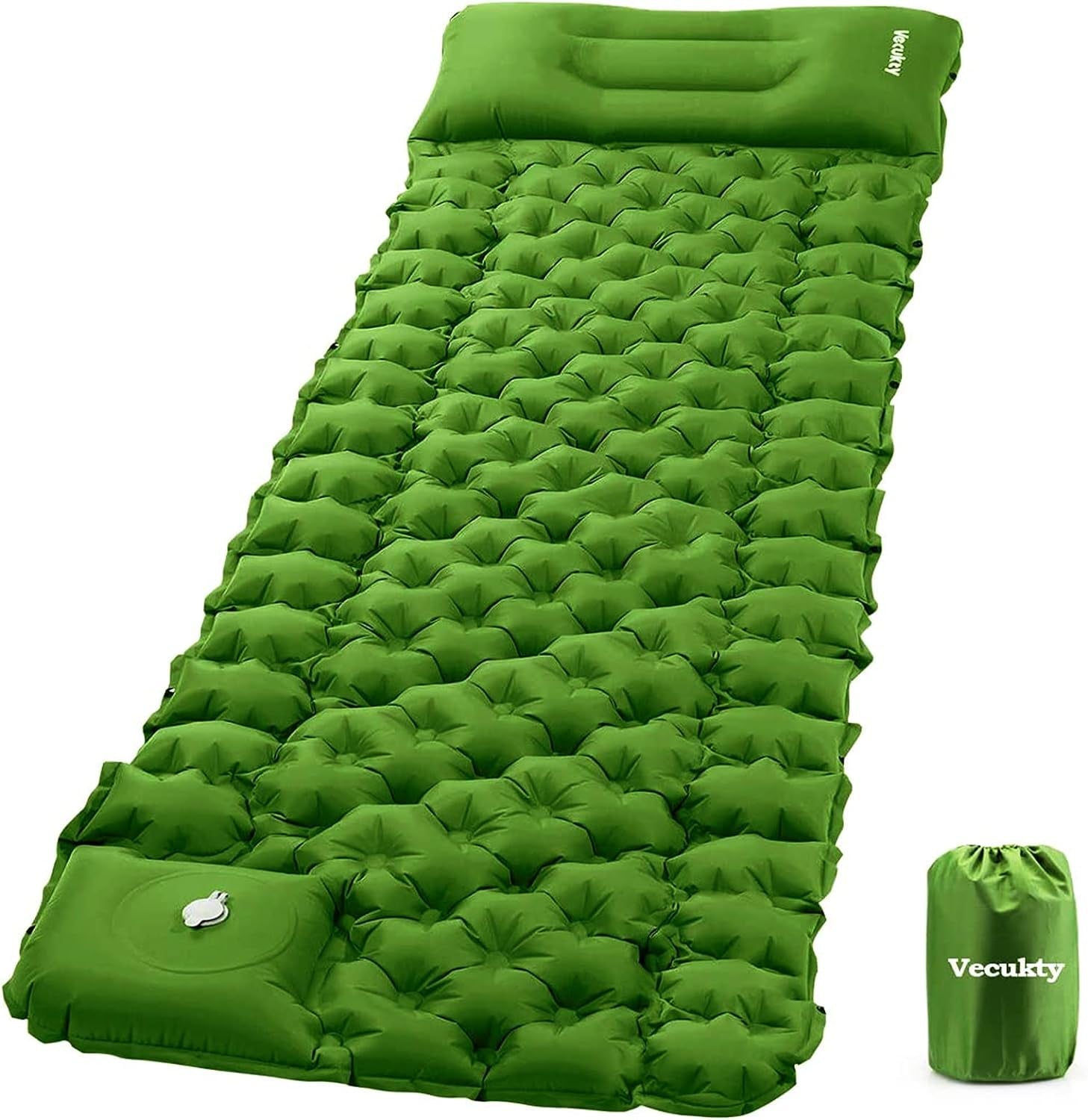 Inflatable Camping Sleeping Pads W/Pillow, Upgraded Ultralight Air Sleeping Mat with Pump Durable Waterproof for Camping, Backpacking, Hiking, Compact & Lightweight Outdoor Air Mattress